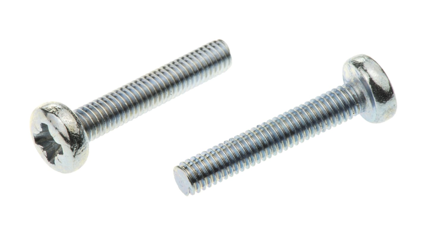 RS PRO Pozidriv Pan Steel Machine Screws DIN 7985Z x 20.0mm