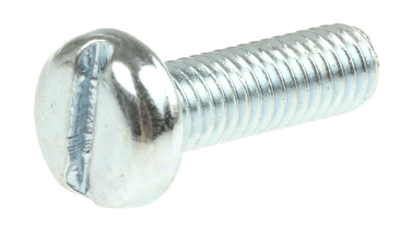 RS PRO Slot Pan Steel Machine Screws DIN 85, M3x10.0mm