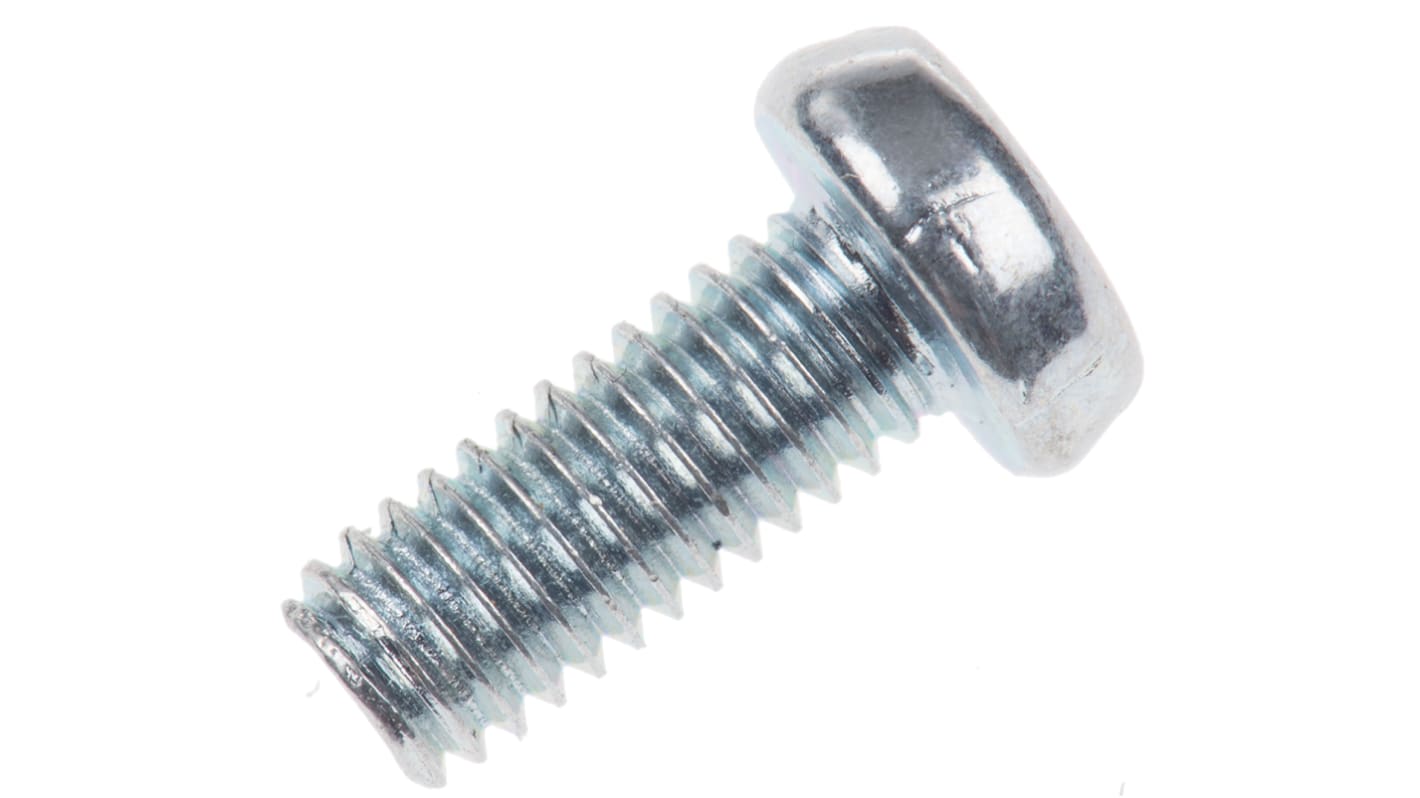 RS PRO Linsenkopf Schlitz Schrauben verzinkt, M4 x 10.0mm Stahl