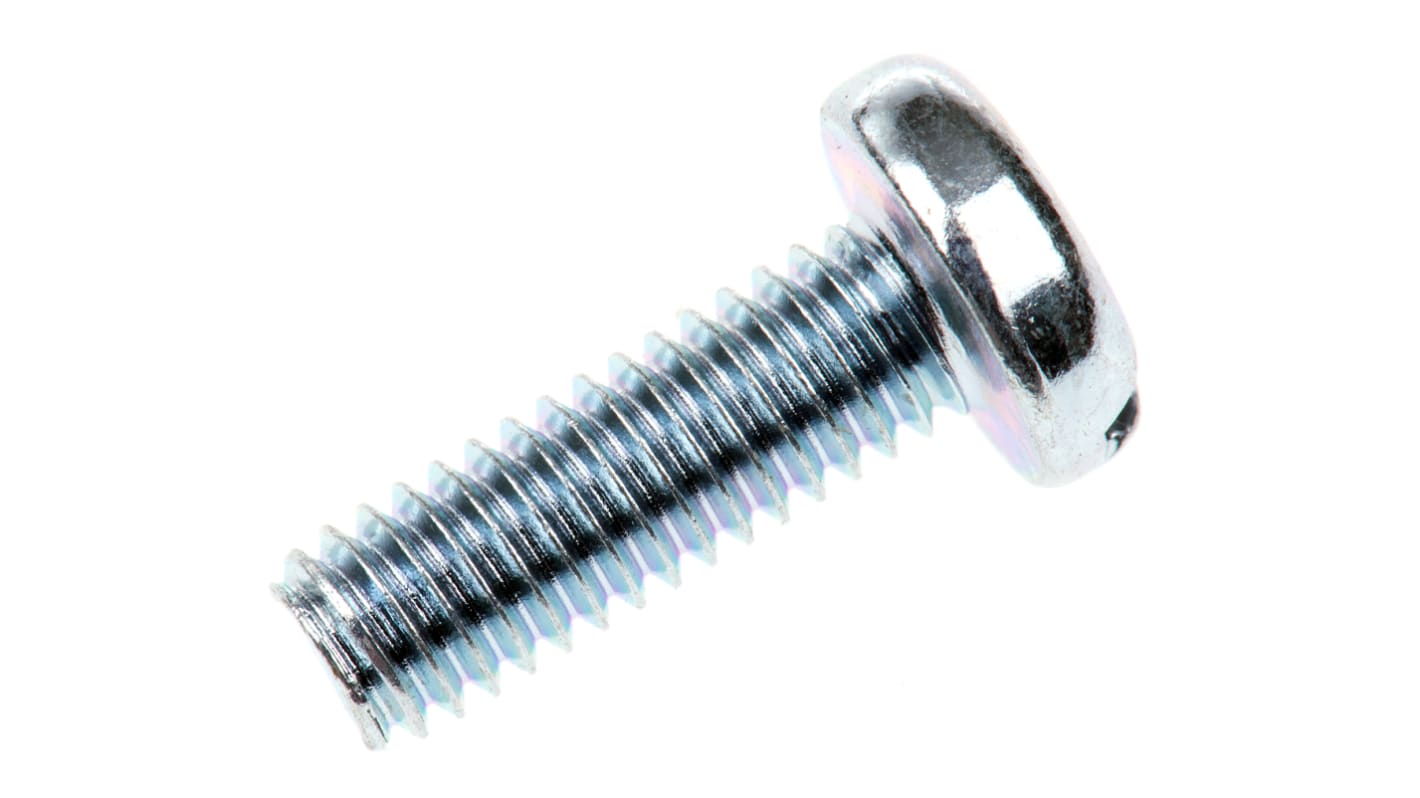 RS PRO Linsenkopf Schlitz Schrauben verzinkt, M4 x 12.0mm Stahl