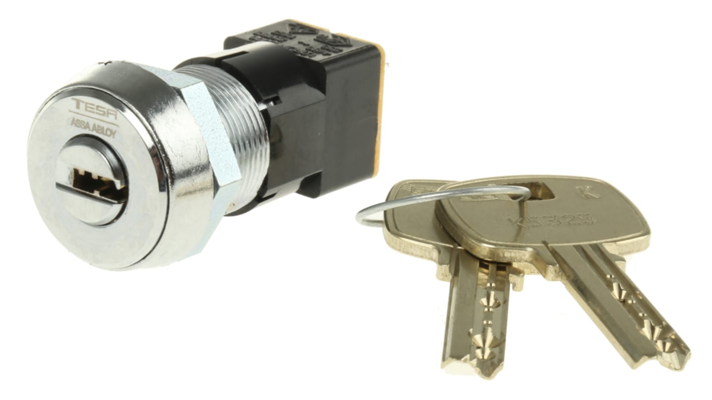 Lorlin High Security Key Switch, DPST, 50 mA @ 250 V ac 2-Way Flat-Key