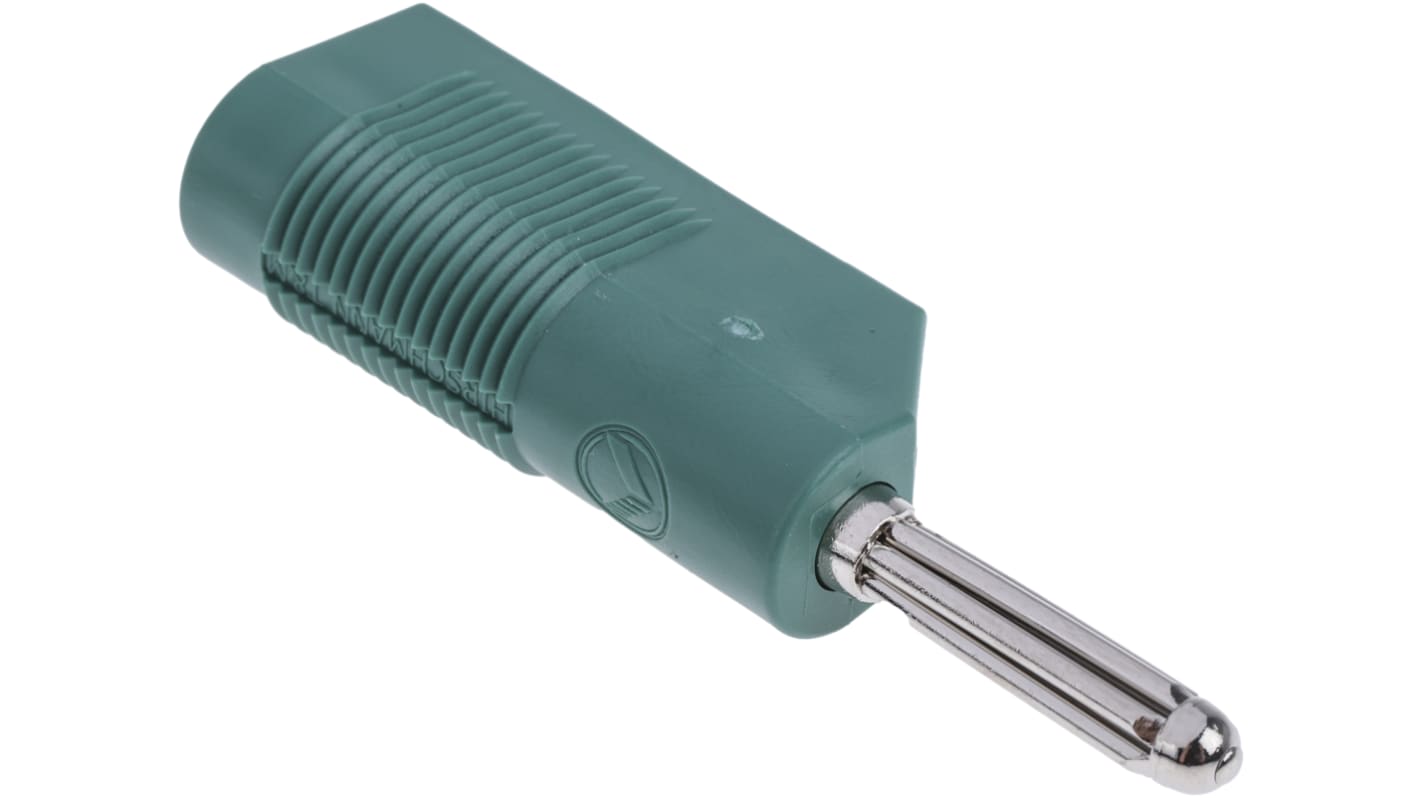 Hirschmann Test & Measurement Green Male Banana Plug, 4 mm Connector, Screw Termination, 30A, 60V dc, Nickel Plating