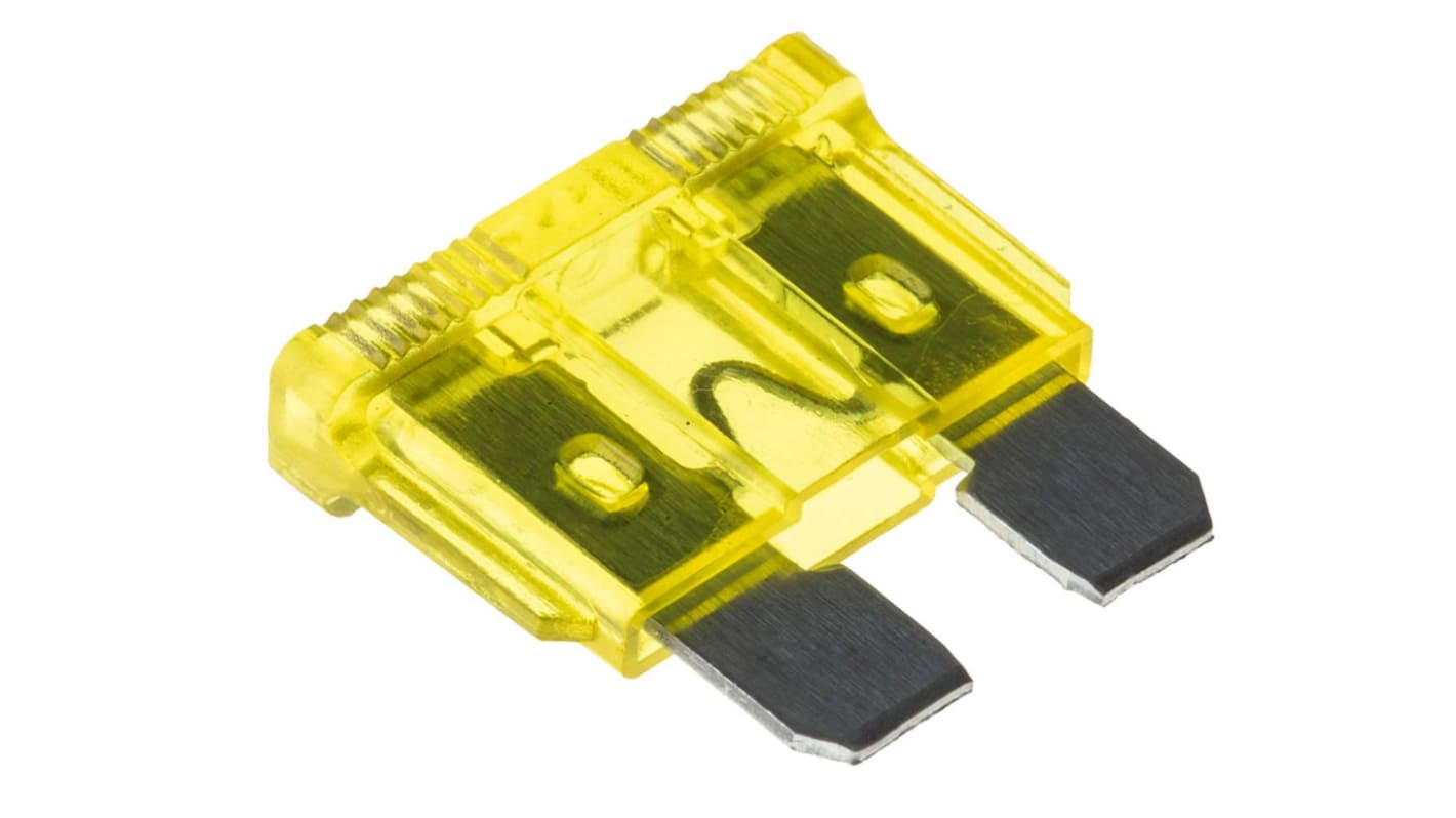 RS PRO 插片式汽车保险丝, 常规插片, 20A, 32V 直流, 最高+125°C, 黄色