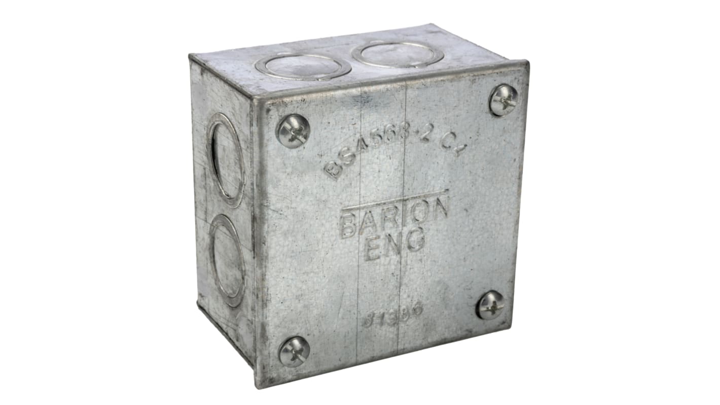 RS PRO Steel Galvanised Adaptable Box, 75mm x 75mm x 50mm 20/25mm Knockout Size