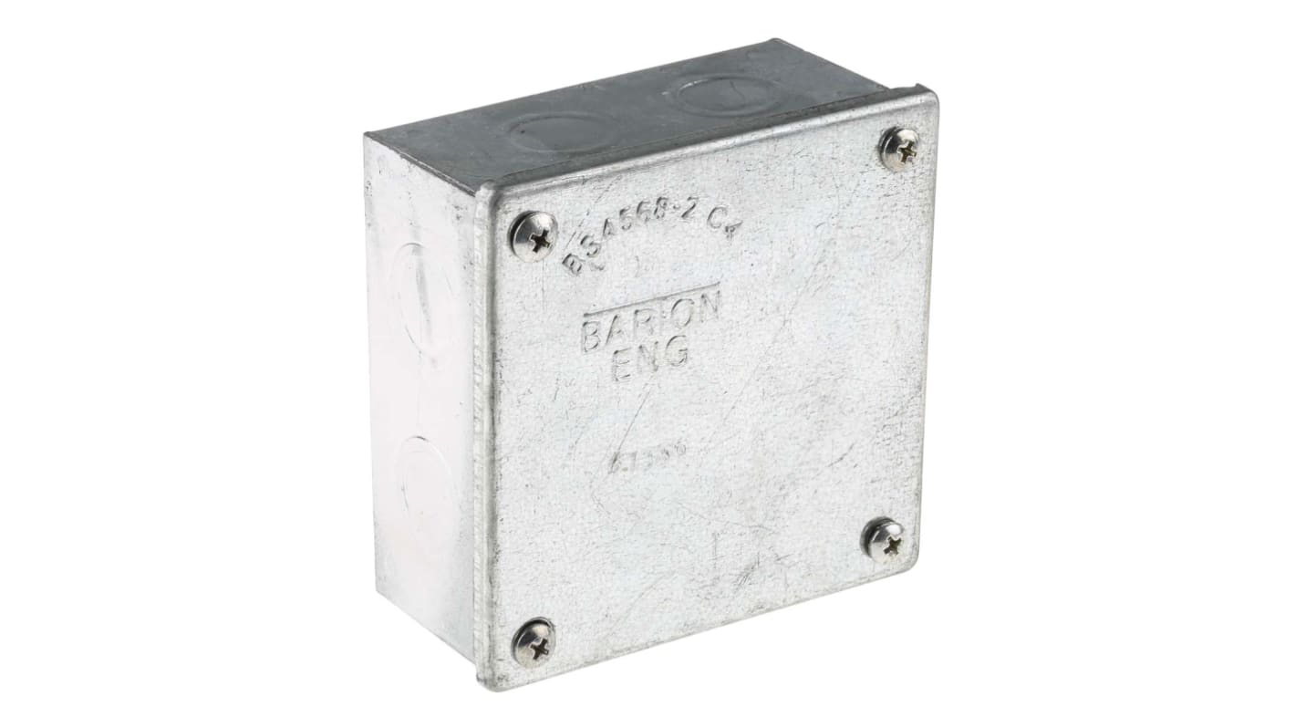 RS PRO Steel Galvanised Adaptable Box, 8 Knockouts 100mm x 100 mm x 50mm 20/25mm Knockout Size