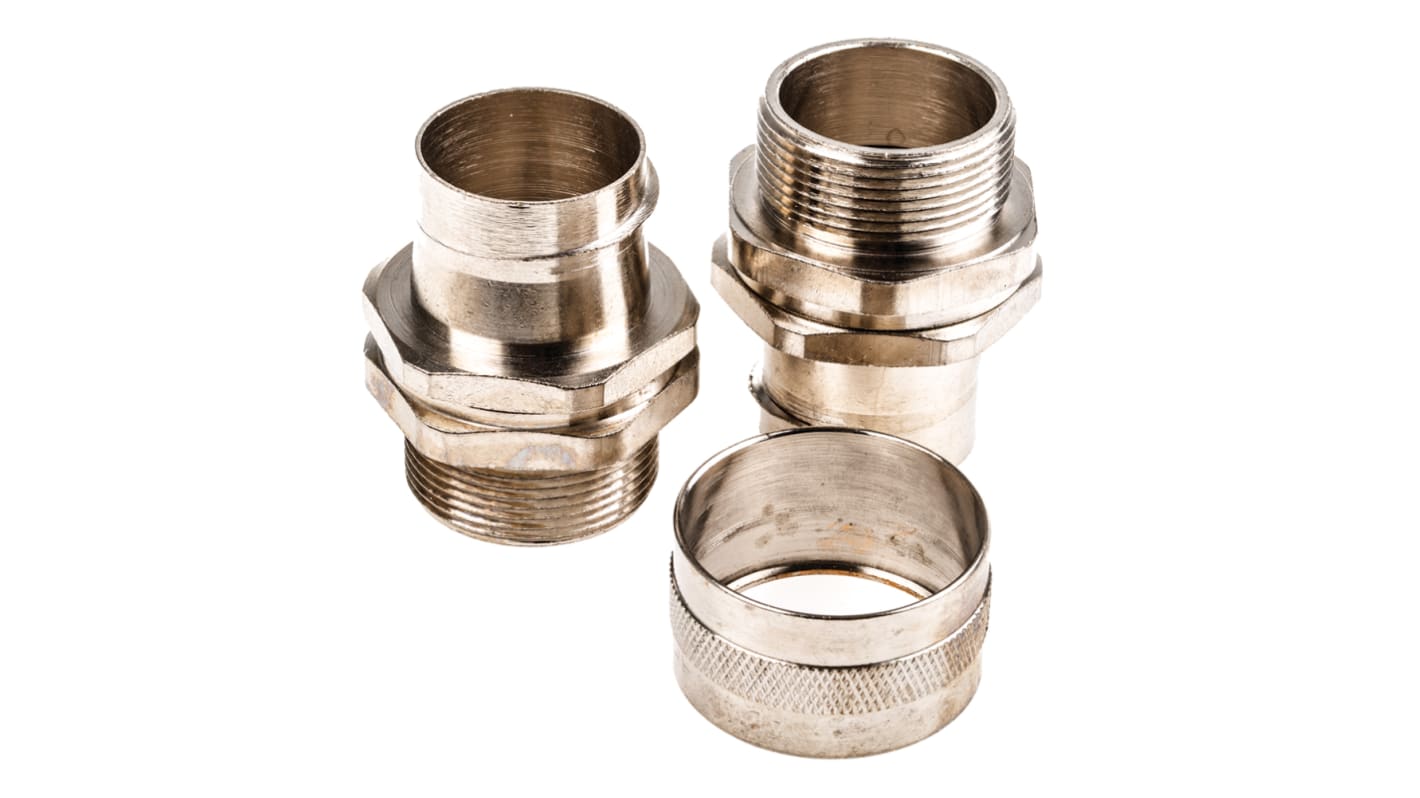 Adaptaflex Swivel, Conduit Fitting, 32mm Nominal Size, M32, Brass, Silver