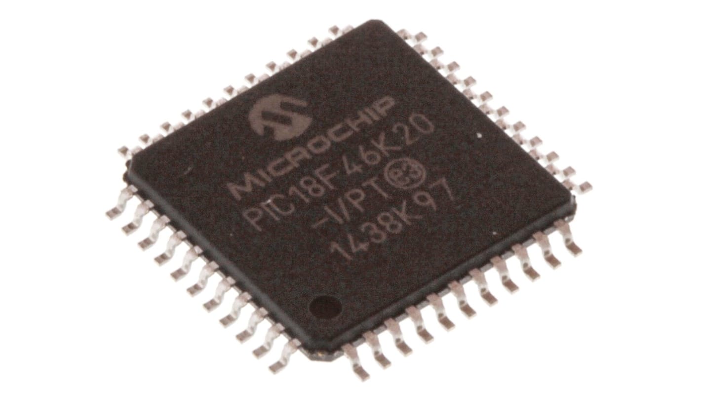 Microchip, 8bit PIC, PIC18F Microcontroller, 64MHz, 1.024 kB, 64 kB Flash, 44-Pin TQFP