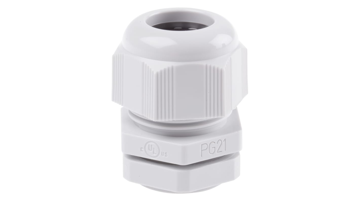 SIB SIB-TEC Series Grey PA 6 Cable Gland, PG21 Thread, 9mm Min, 18mm Max, IP68