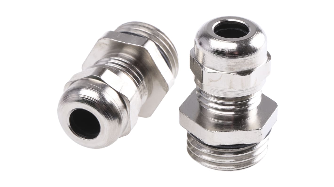 SIB WADI-TEC ECEA GSE Series Metallic Nickel Plated Brass Cable Gland, M16 Thread, 3mm min., 6mm max., IP68
