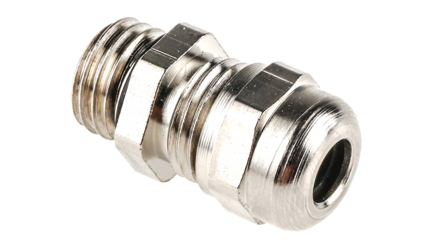 SIB WADI-TEC ECEA GSE Series Metallic Nickel Plated Brass Cable Gland, M12 Thread, 3mm min., 6mm max., IP68
