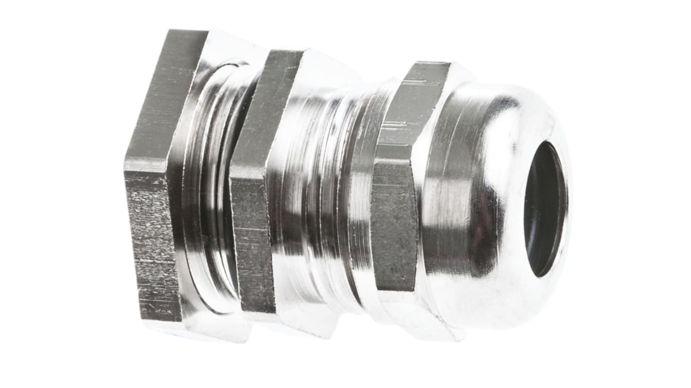 SIB WADI-TEC ECEA GSE Series Metallic Nickel Plated Brass Cable Gland, M20 Thread, 6mm min., 10mm max., IP68