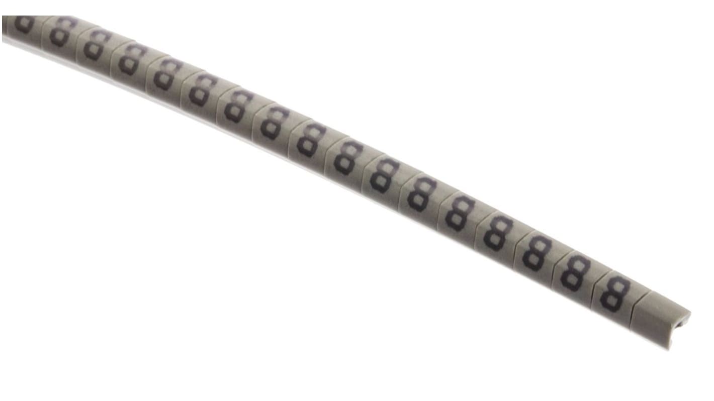 HellermannTyton Helagrip Slide On Cable Markers, Black on Grey, Pre-printed "8", 2 → 5mm Cable, 515-03953