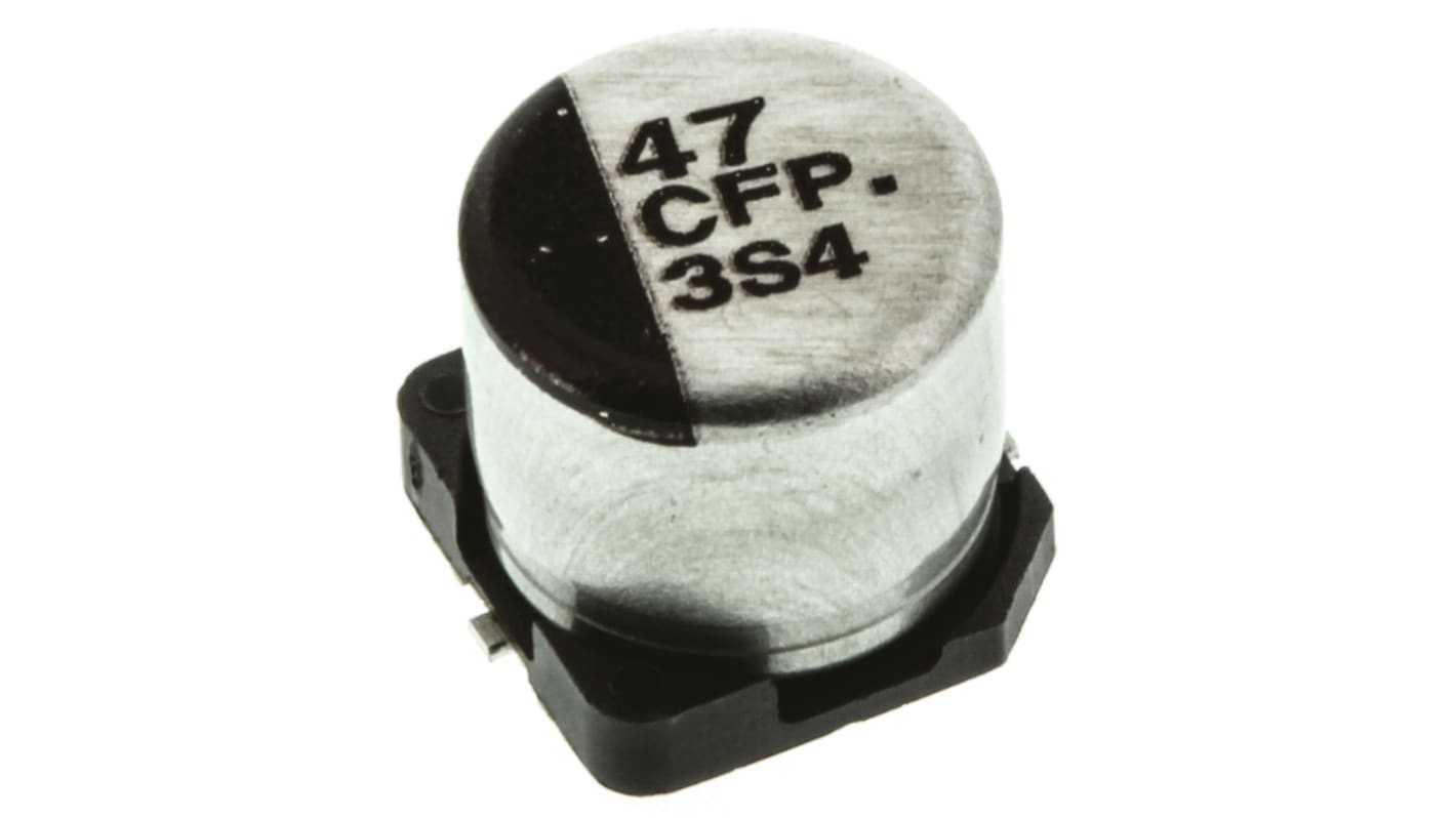 Condensatore Panasonic, serie FP SMD, 47μF, 16V cc, ±20%, +105°C, SMD