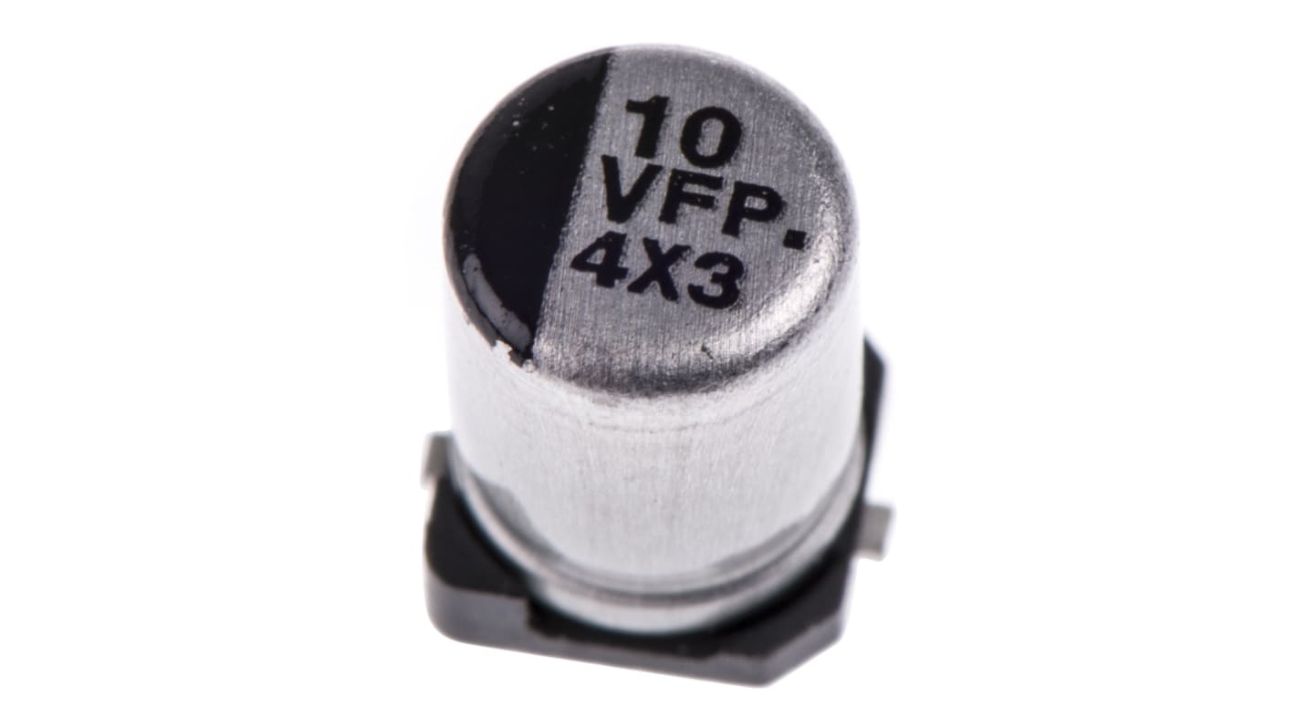 Panasonic , SMD Aluminium-Elektrolyt Kondensator 10μF ±20% / 35V dc, Ø 4mm x 5.8mm, bis 105°C