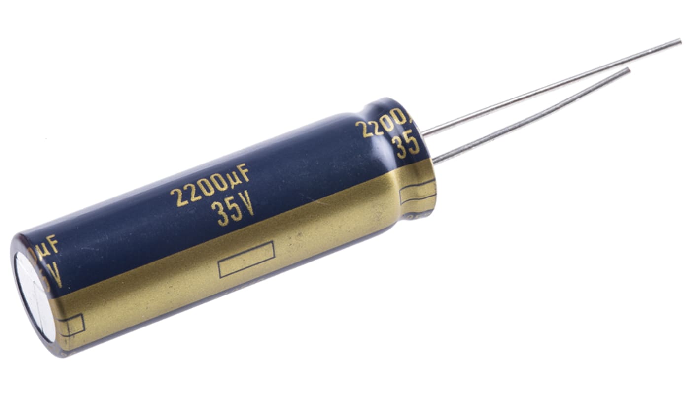 Panasonic 2200μF Aluminium Electrolytic Capacitor 35V dc, Radial, Through Hole - EEUFK1V222L
