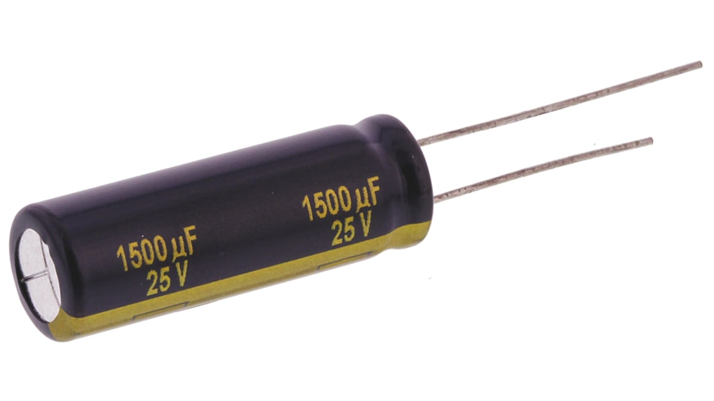 Condensatore Panasonic, serie FK Radial, 1500μF, 25V cc, ±20%, +105°C, Radiale, Foro passante