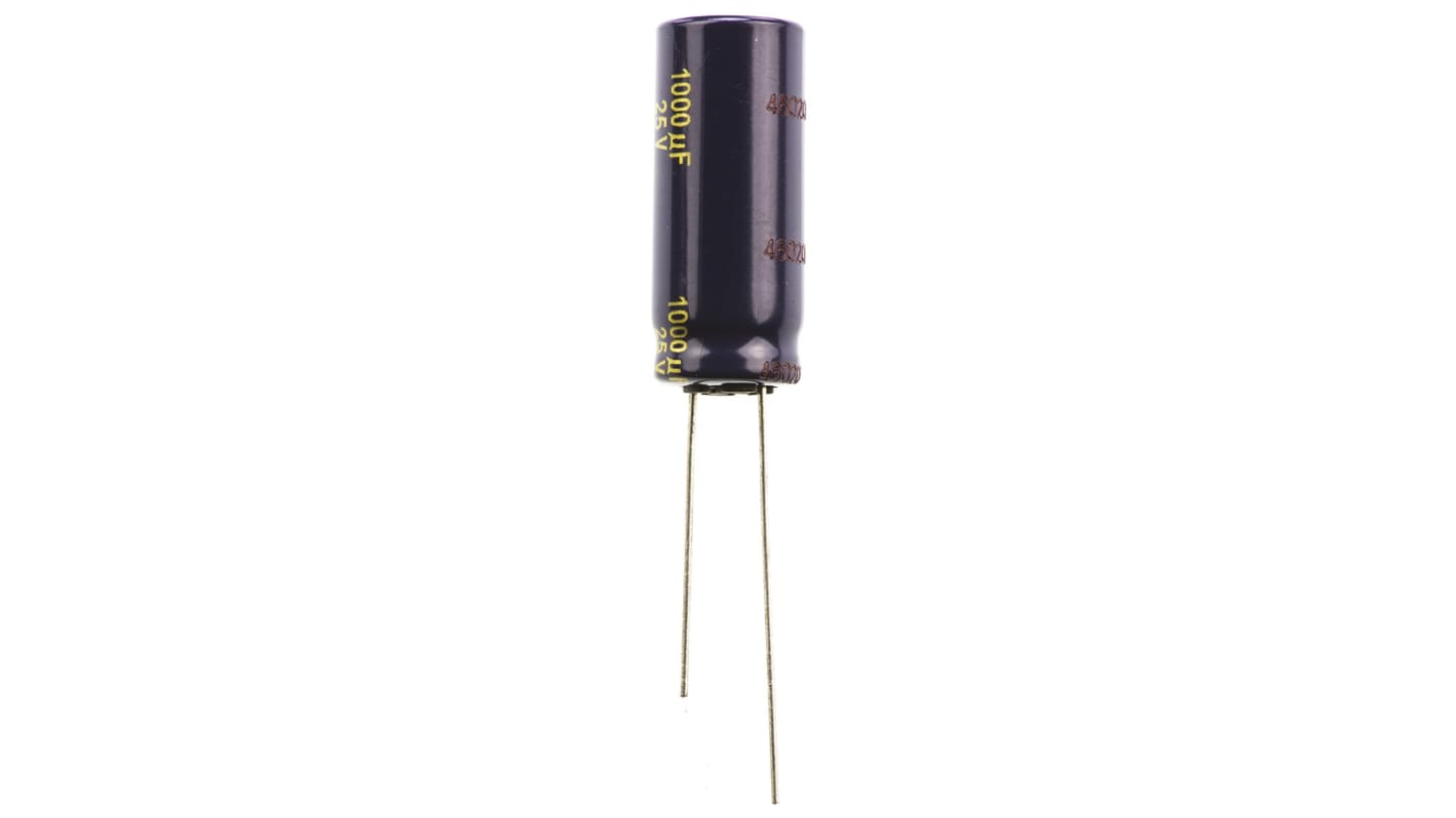 Condensatore Panasonic, serie FK Radial, 1000μF, 25V cc, ±20%, +105°C, Radiale, Foro passante