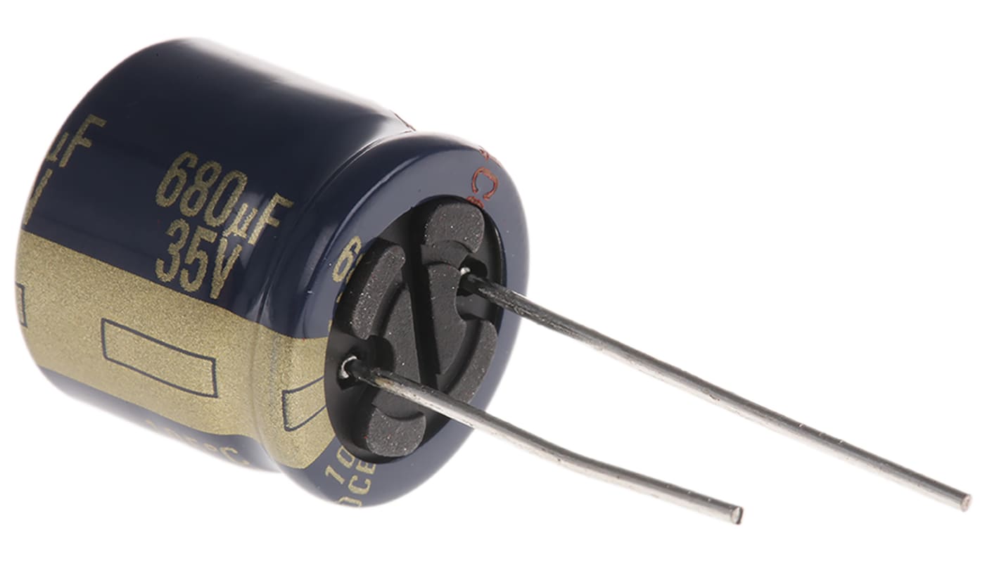 Panasonic 680μF Aluminium Electrolytic Capacitor 35V dc, Radial, Through Hole - EEUFC1V681S
