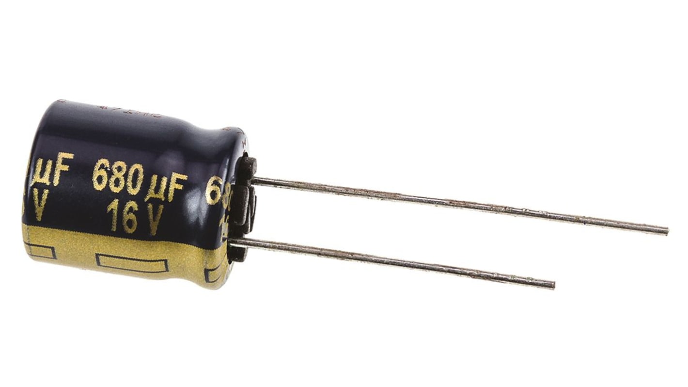 Panasonic 680μF Aluminium Electrolytic Capacitor 16V dc, Radial, Through Hole - EEUFK1C681