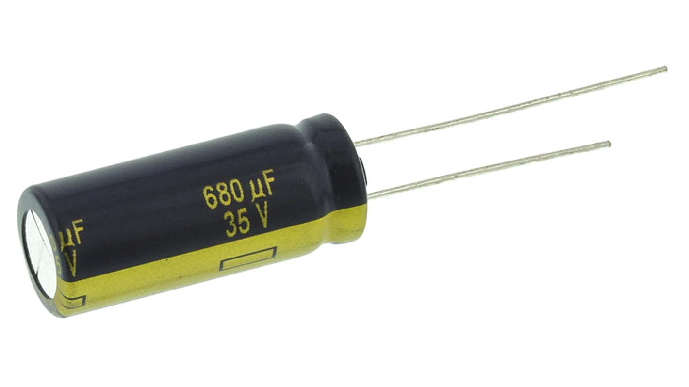 Condensatore Panasonic, serie FK Radial, 680μF, 35V cc, ±20%, +105°C, Radiale, Foro passante