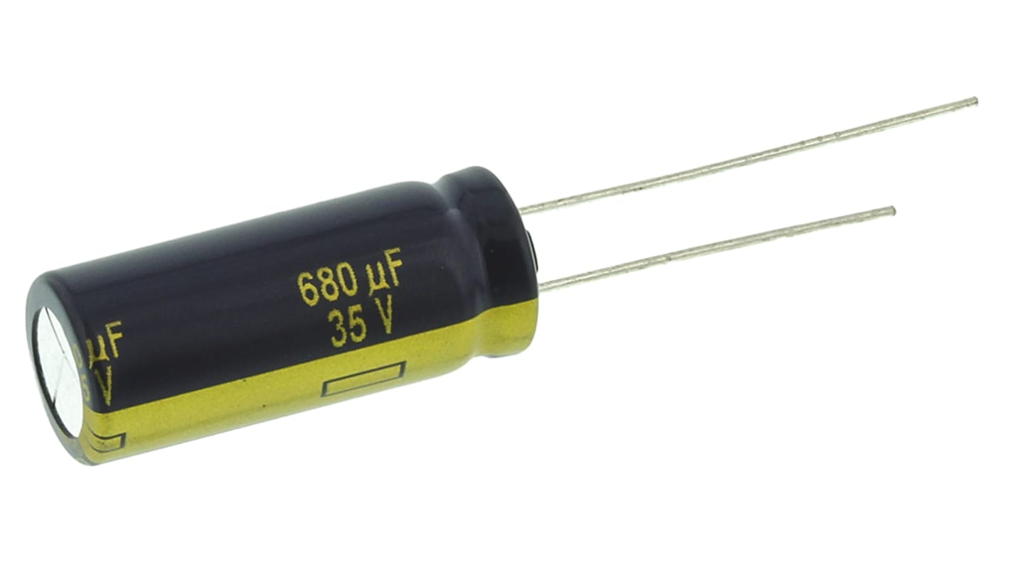 Panasonic 680μF Aluminium Electrolytic Capacitor 35V dc, Radial, Through Hole - EEUFK1V681L