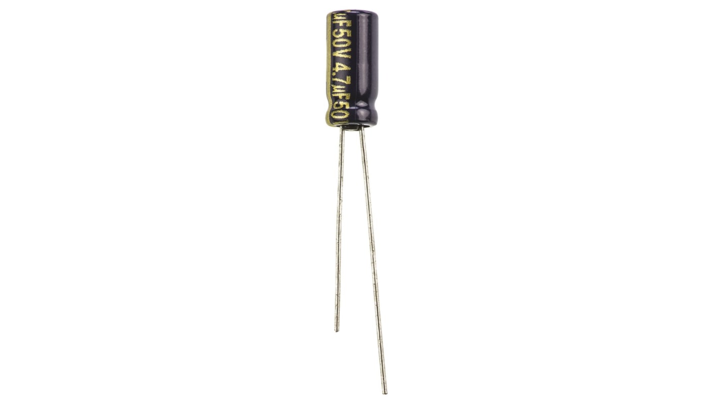 Panasonic 4.7μF Aluminium Electrolytic Aluminium Electrolytic Capacitor 50V dc, Radial, Through Hole - EEUFC1H4R7
