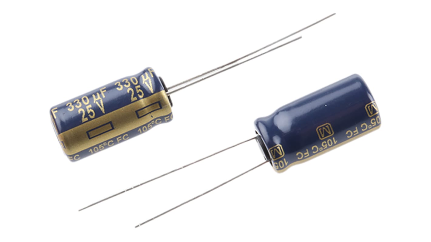 Panasonic 330μF Aluminium Electrolytic Capacitor 25V dc, Radial, Through Hole - EEUFC1E331L