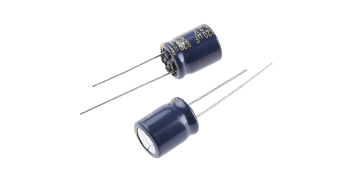 Panasonic 820μF Aluminium Electrolytic Capacitor 6.3V dc, Radial, Through Hole - EEUFC0J821
