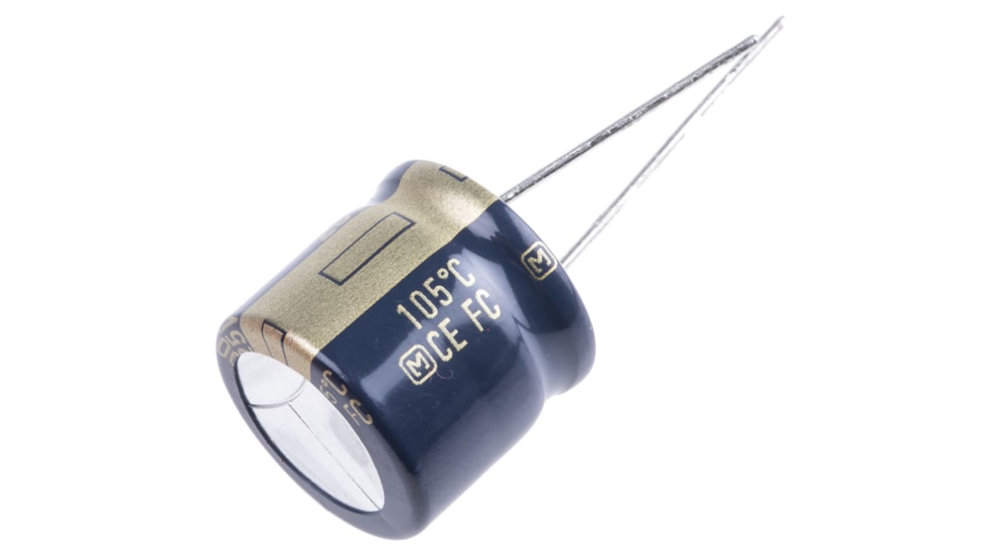 Condensatore Panasonic, serie FC Radial, 1000μF, 25V cc, ±20%, +105°C, Radiale, Foro passante