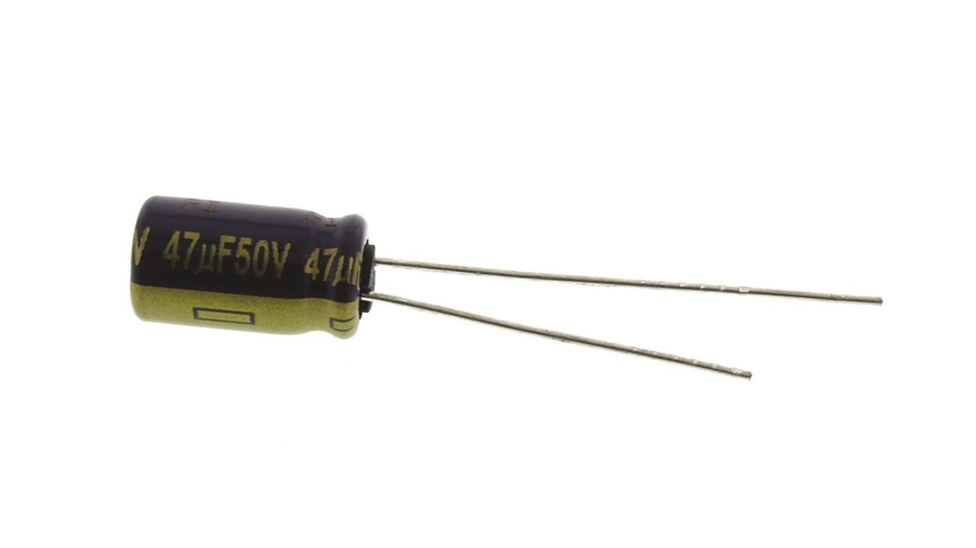 Panasonic 47μF Aluminium Electrolytic Aluminium Electrolytic Capacitor 50V dc, Radial, Through Hole - EEUFC1H470