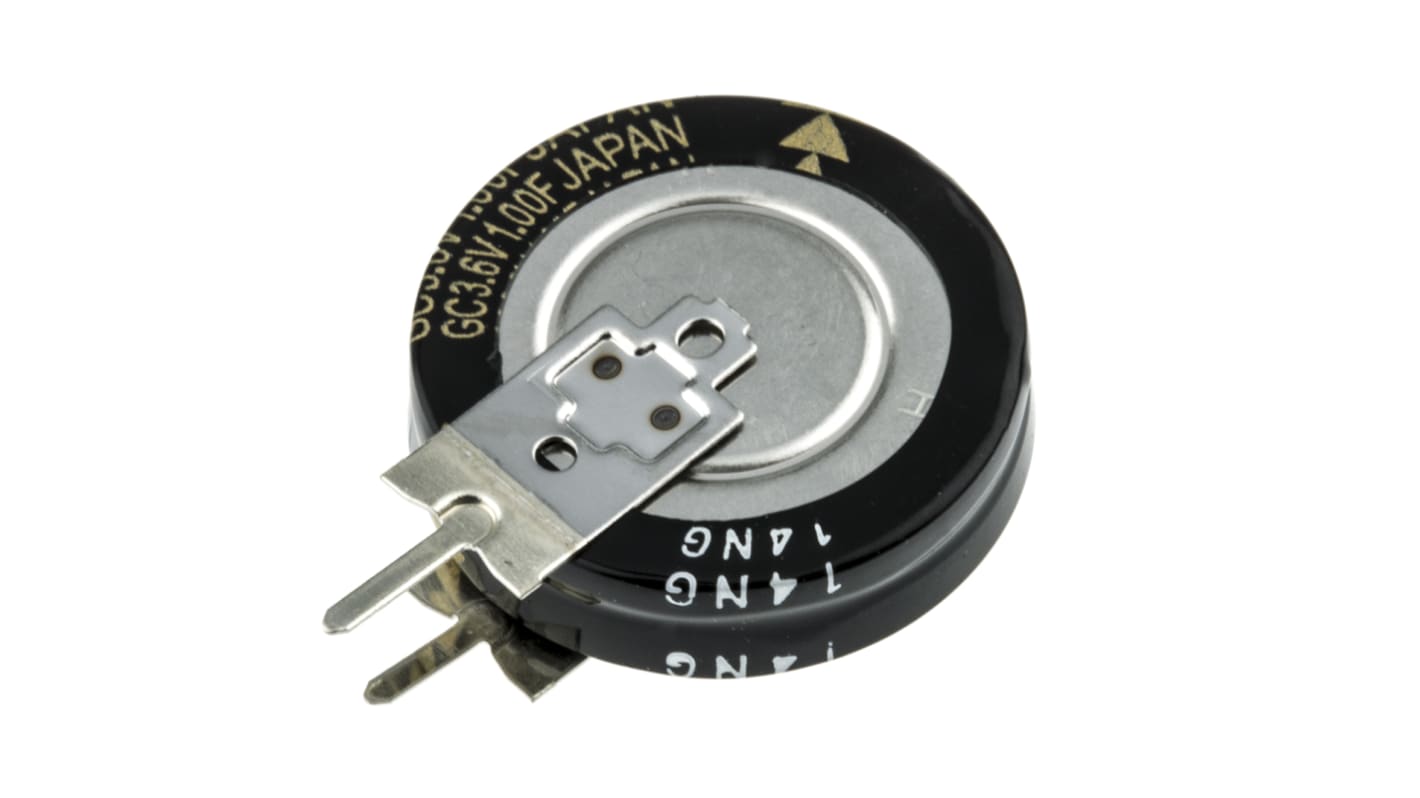 Panasonic 1F Supercapacitor -20 → +80% Tolerance, RG 3.6V dc, Through Hole