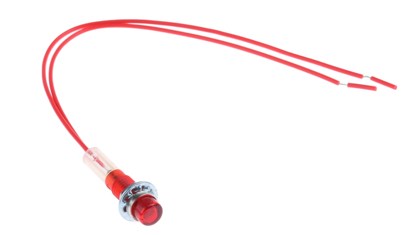 CAMDENBOSS Red Panel Mount Indicator, 240V, 6.4mm Mounting Hole Size, Lead Wires Termination