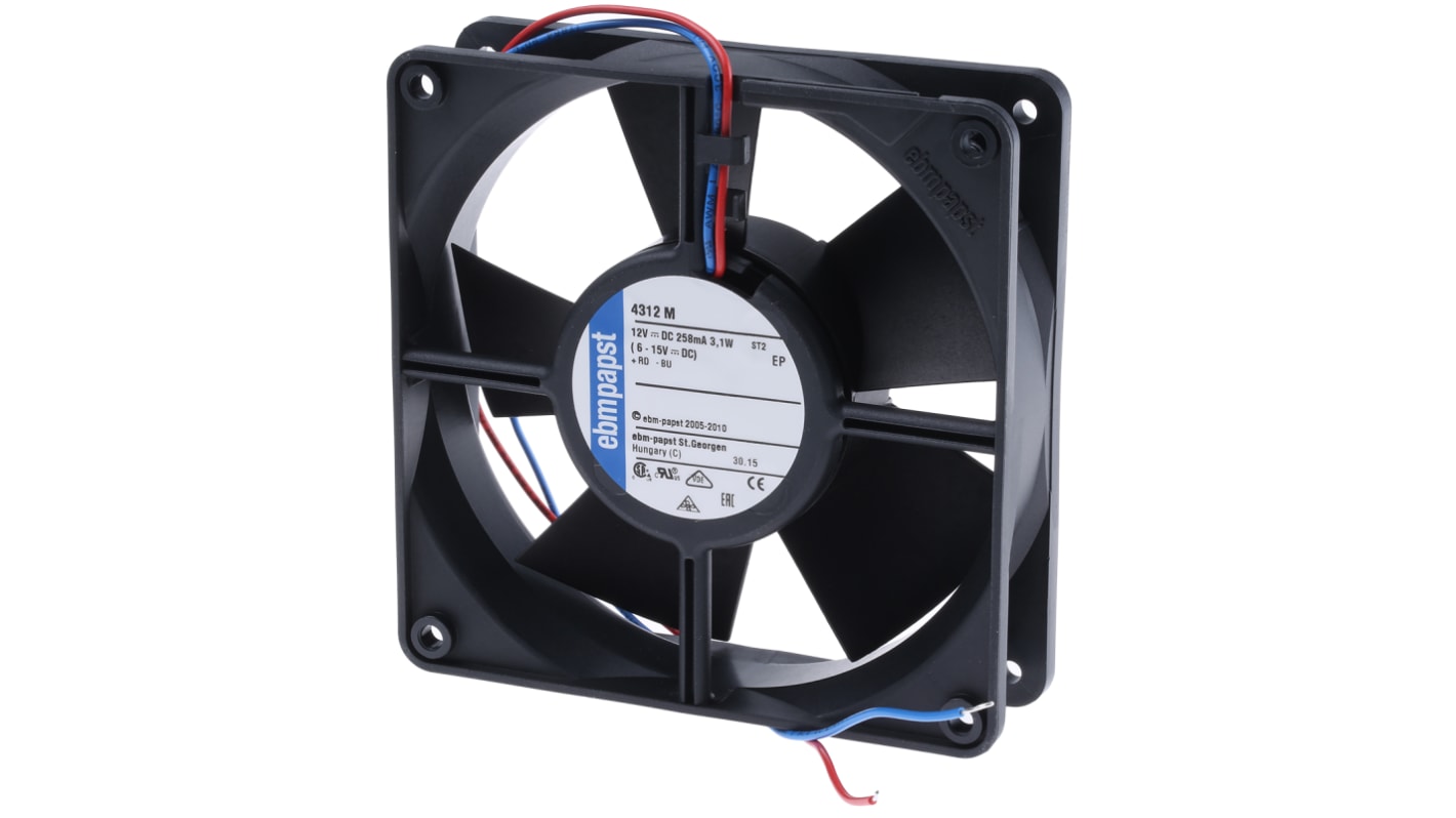 Ventilateur axial 4300 ebm-papst 12 V dc, 140m³/h, 119 x 119 x 32mm, 3.1W