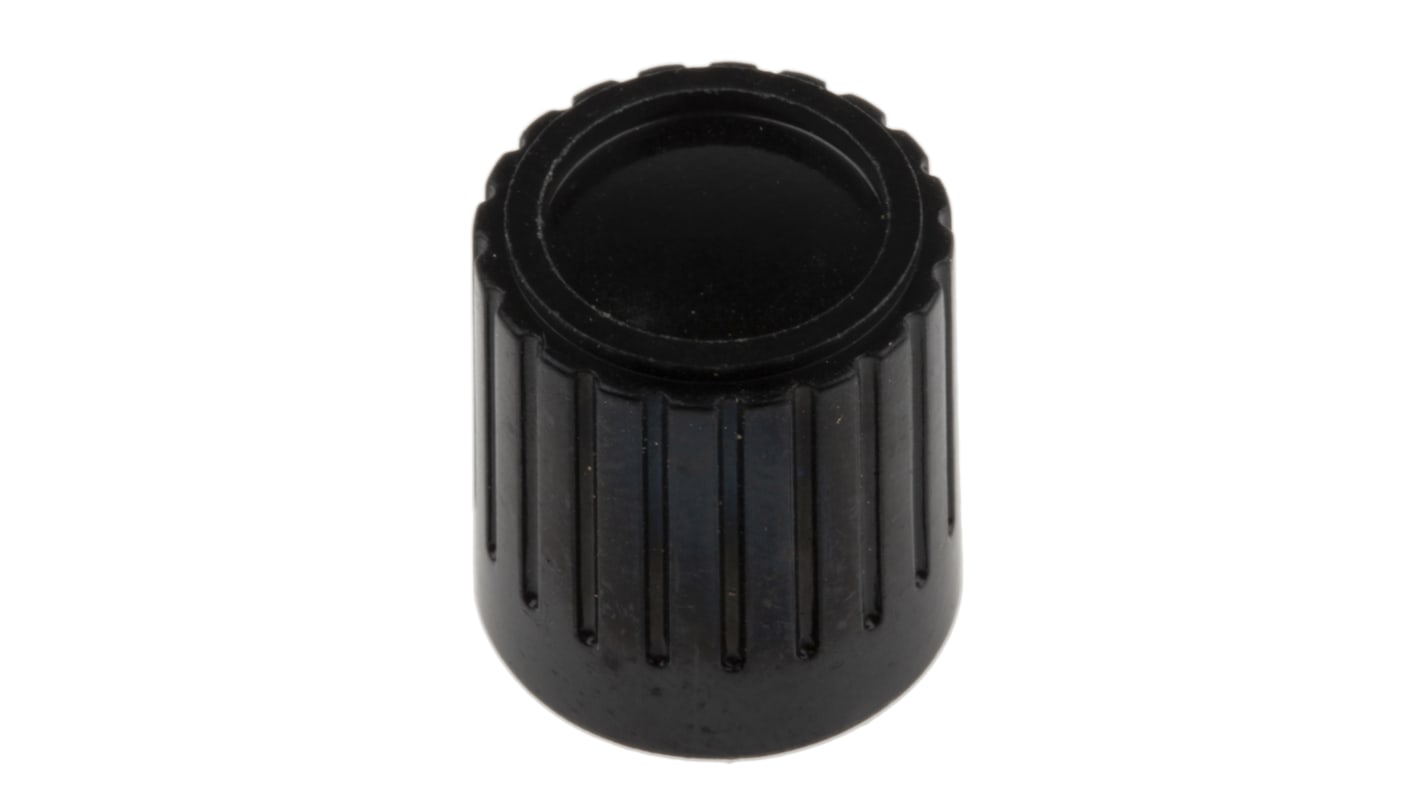 RS PRO 14mm Black Potentiometer Knob for 6.35mm Shaft Splined