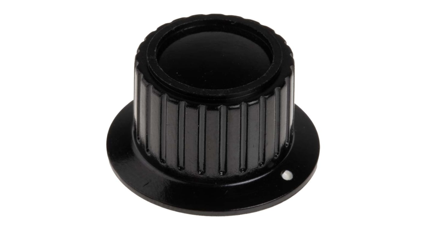 RS PRO 28.4mm Black Potentiometer Knob for 6.35mm Shaft