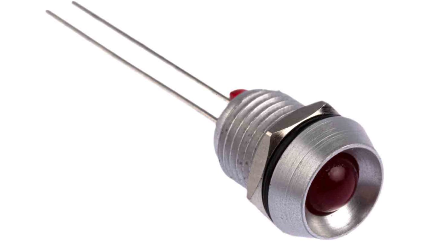 Indicatore da pannello Bulgin Rosso  a LED, 2V cc, Ad incasso, foro da 8mm