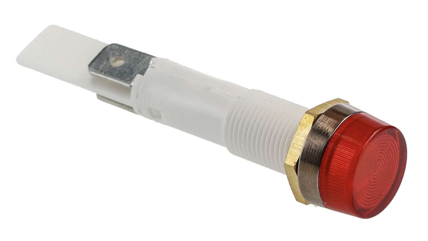 Arcolectric (Bulgin) Ltd 0277 Series Red Neon Panel Mount Indicator, 12V, 10mm Mounting Hole Size, Solder Tab