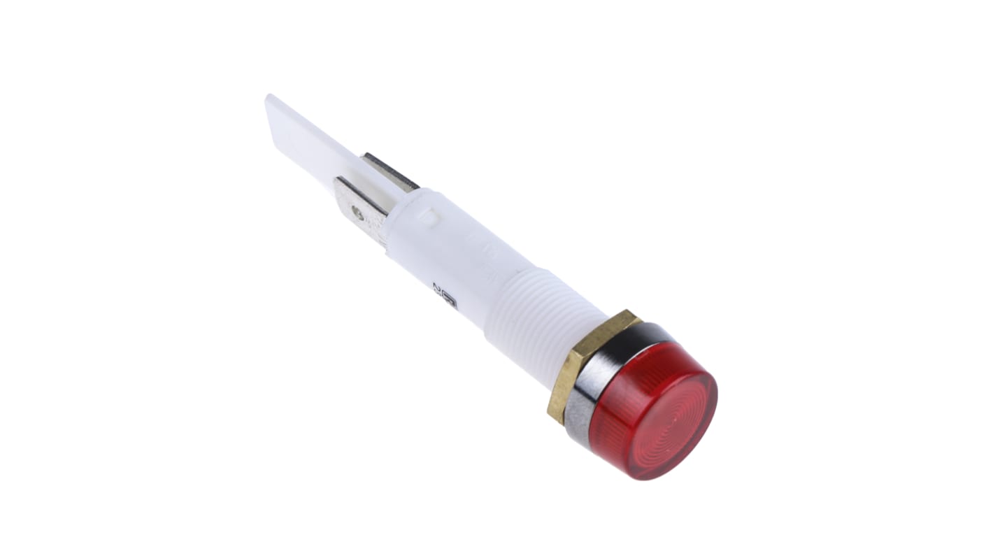 Arcolectric (Bulgin) Ltd 0277 Series Red Neon Panel Mount Indicator, 230V ac, 10mm Mounting Hole Size, Solder Tab