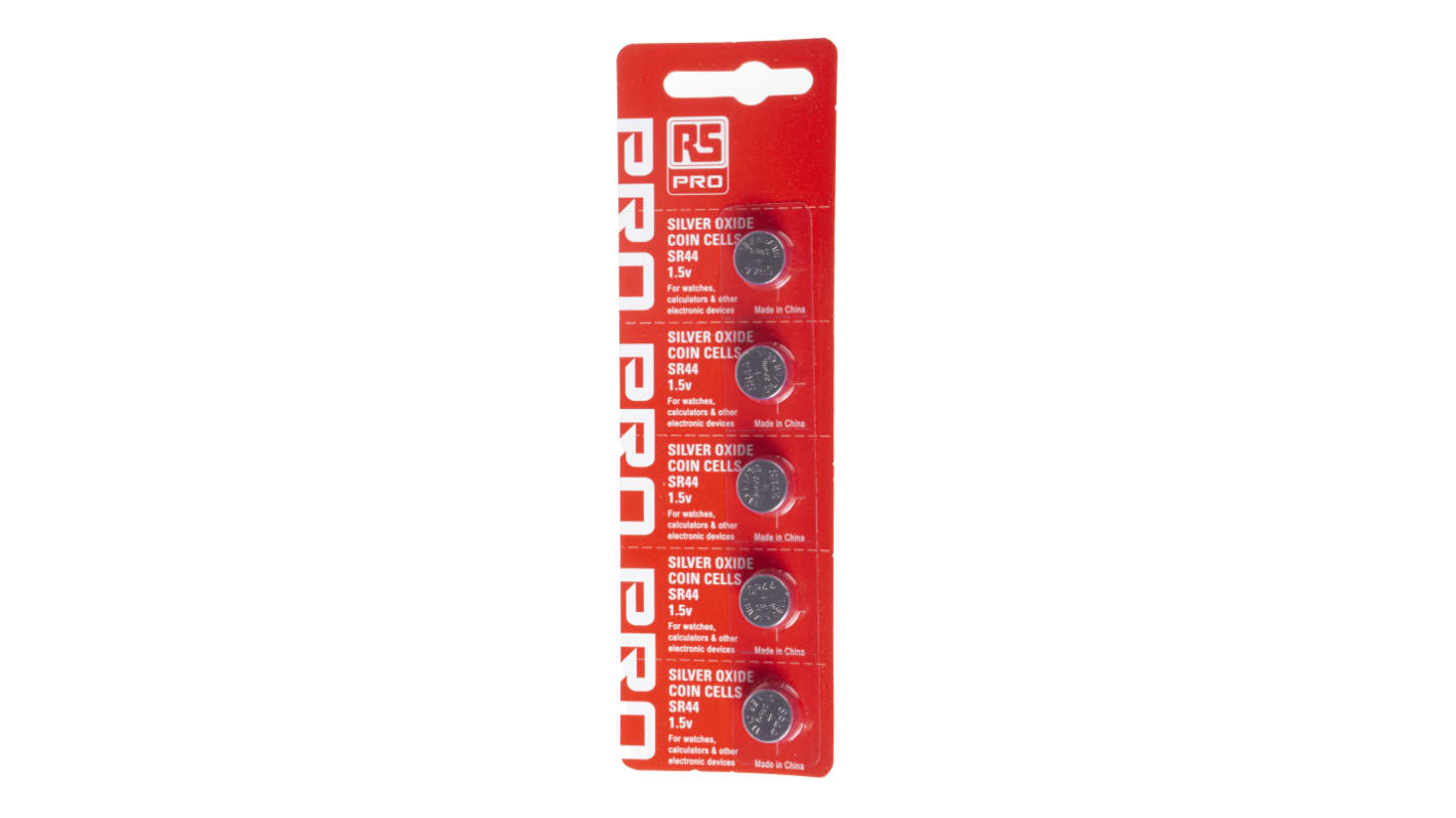 Batterie a bottone RS PRO SR44, Ossido di argento, 1.55V, 165mAh, terminale Standard
