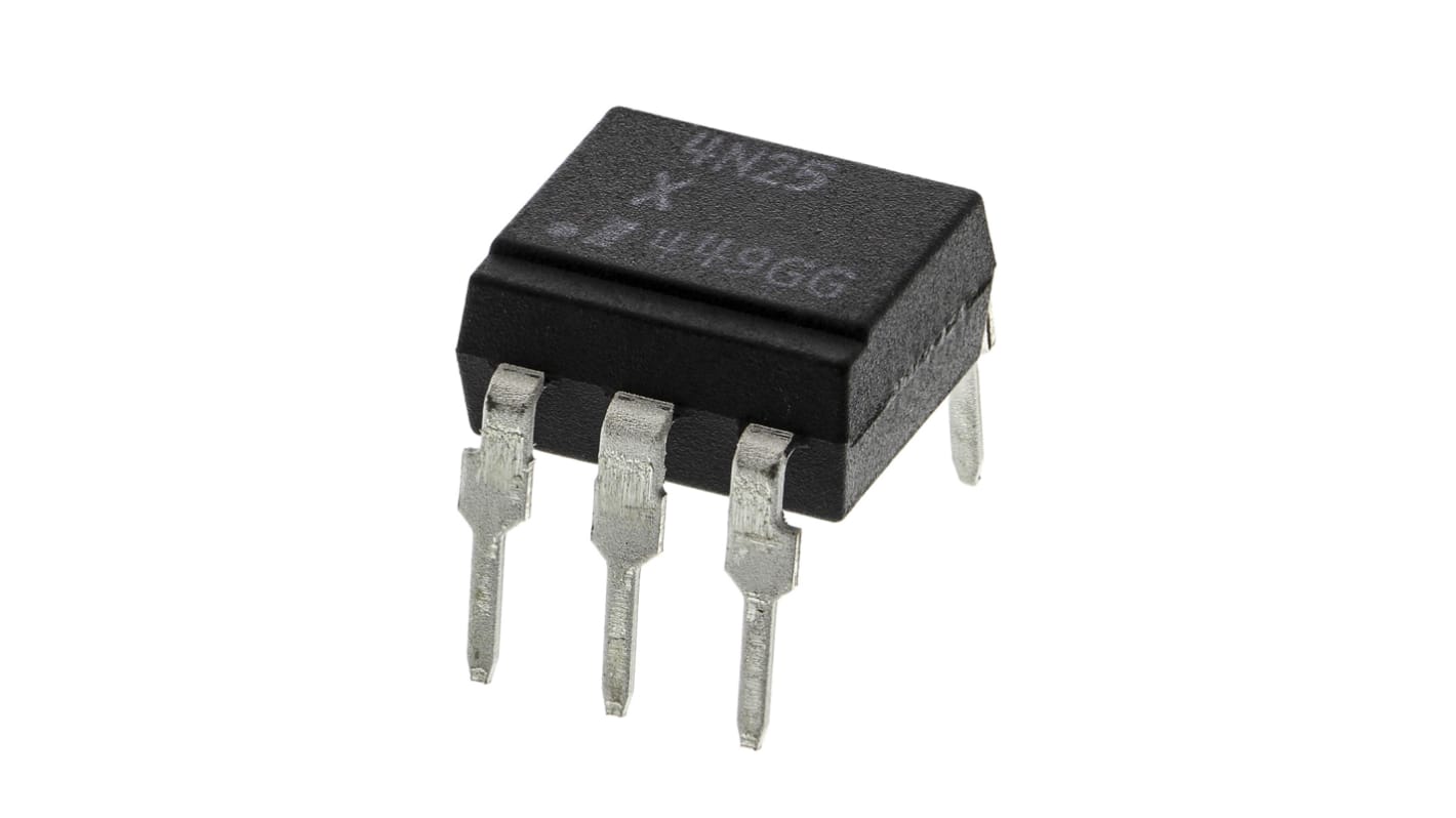 Isocom, 4N25 DC Input Transistor Output Optocoupler, Through Hole, 6-Pin PDIP