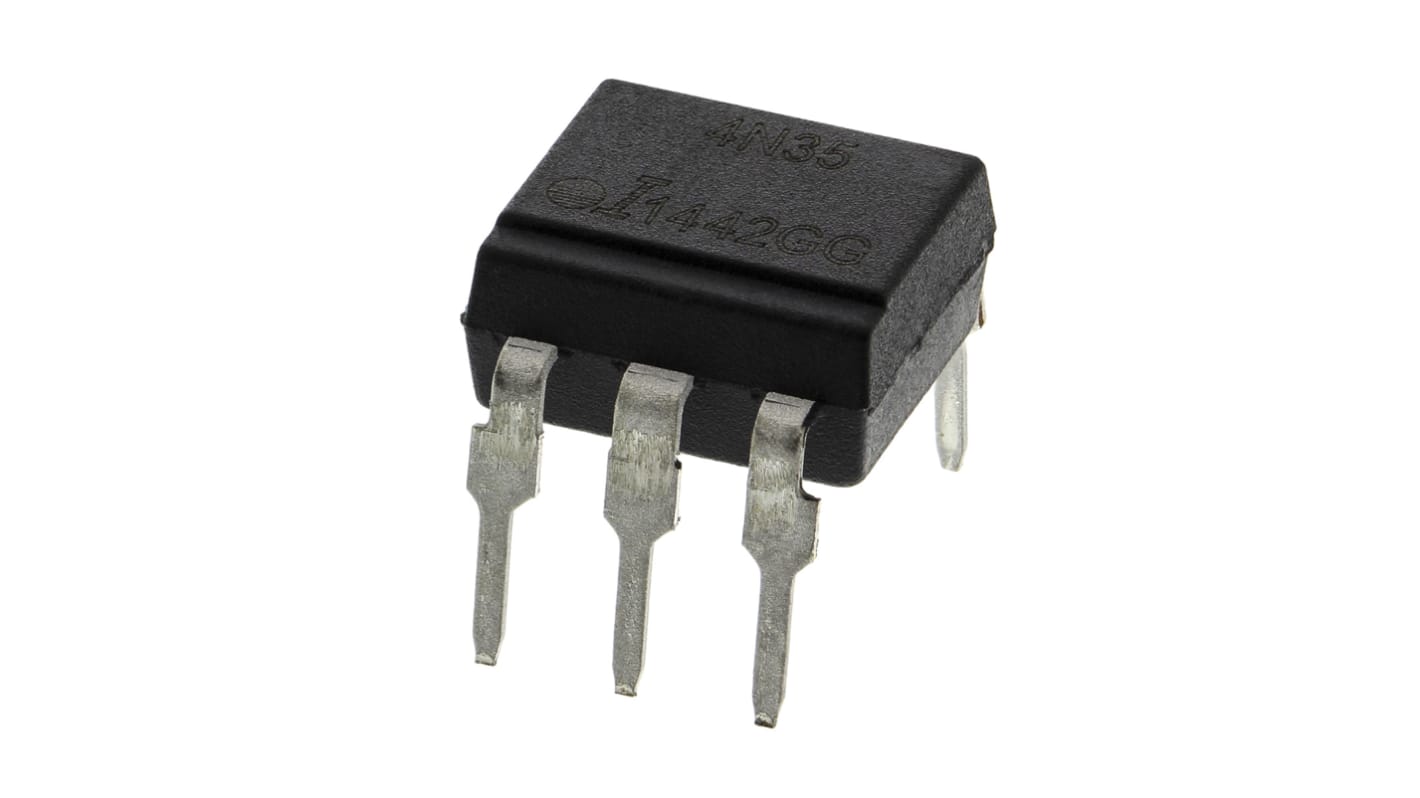 Isocom, 4N35 DC Input Transistor Output Optocoupler, Through Hole, 6-Pin PDIP