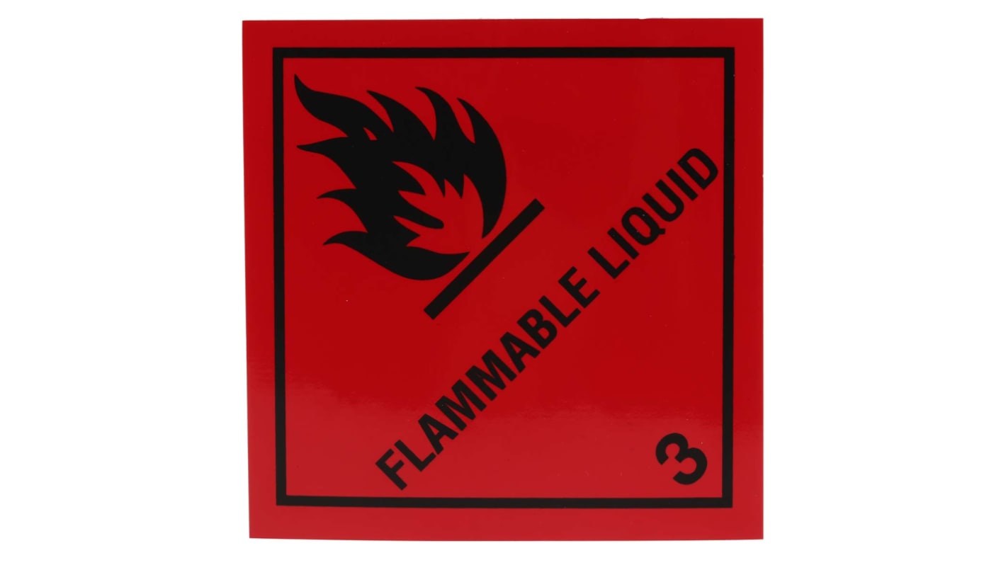 RS PRO Vinyl Safety Labels, Flammable Liquid-Text 100 mm x 100mm