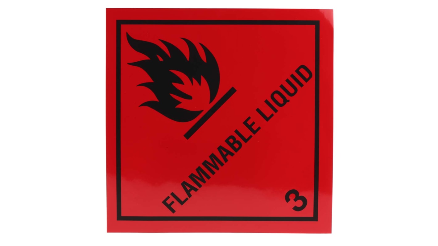 RS PRO Vinyl Safety Labels, Flammable Liquid-Text 200 mm x 200mm