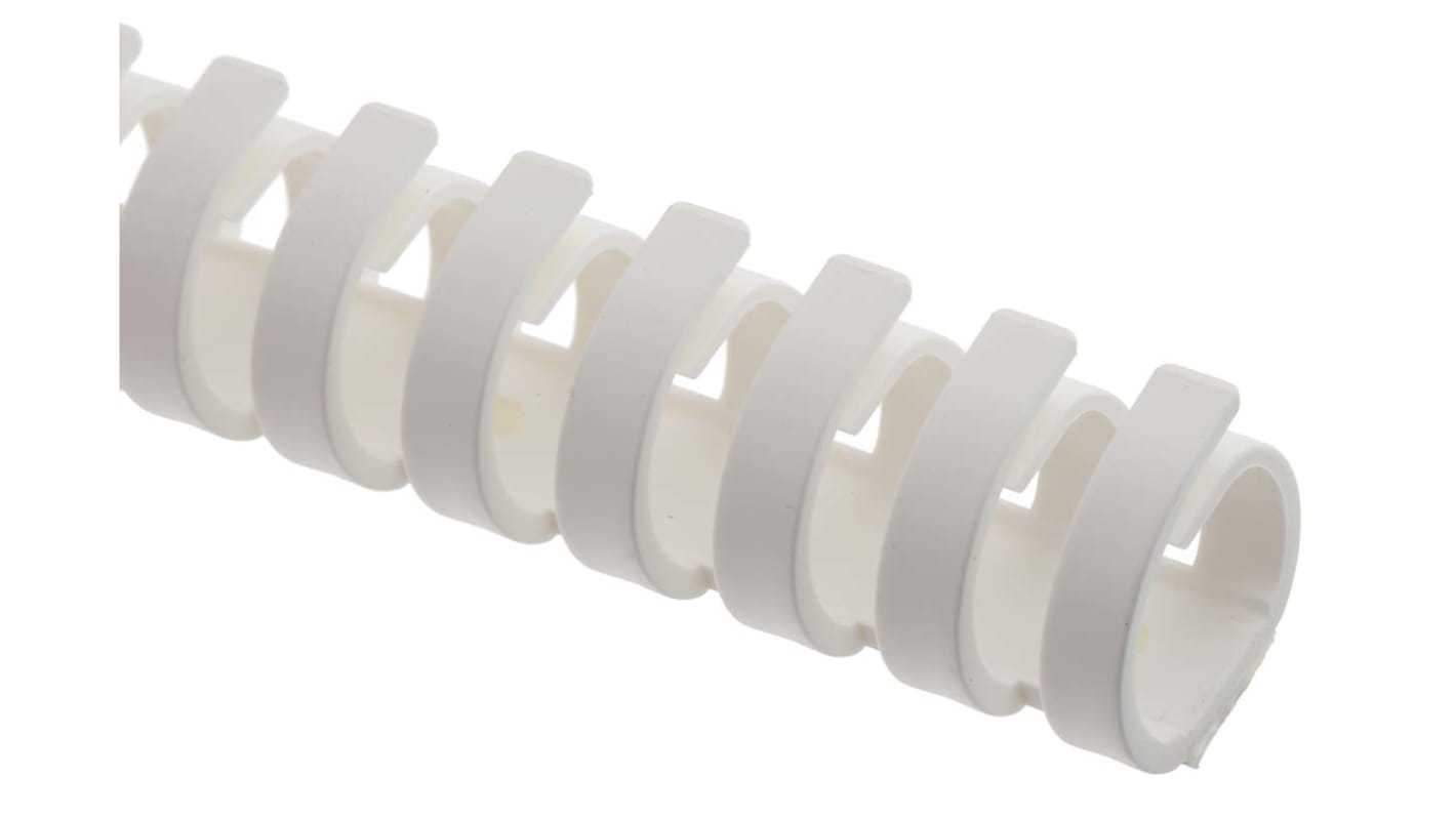 RS PRO White Slotted Flexible Panel Trunking - Flexible Slot, W20 mm x D20mm, L0.5m, Polypropylene