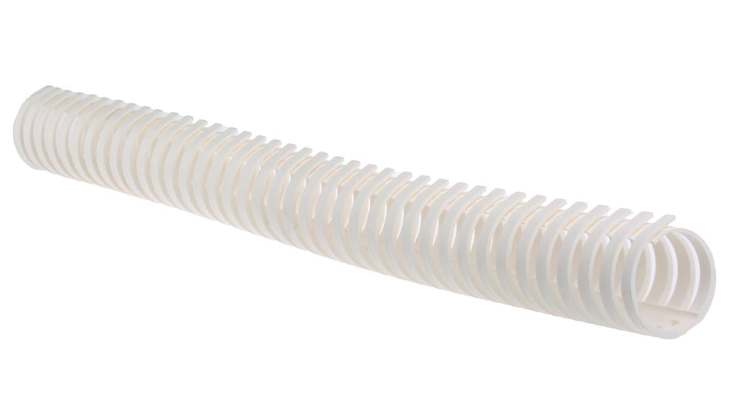 RS PRO White Slotted Flexible Panel Trunking - Flexible Slot, W40 mm x D40mm, L0.5m, Polypropylene