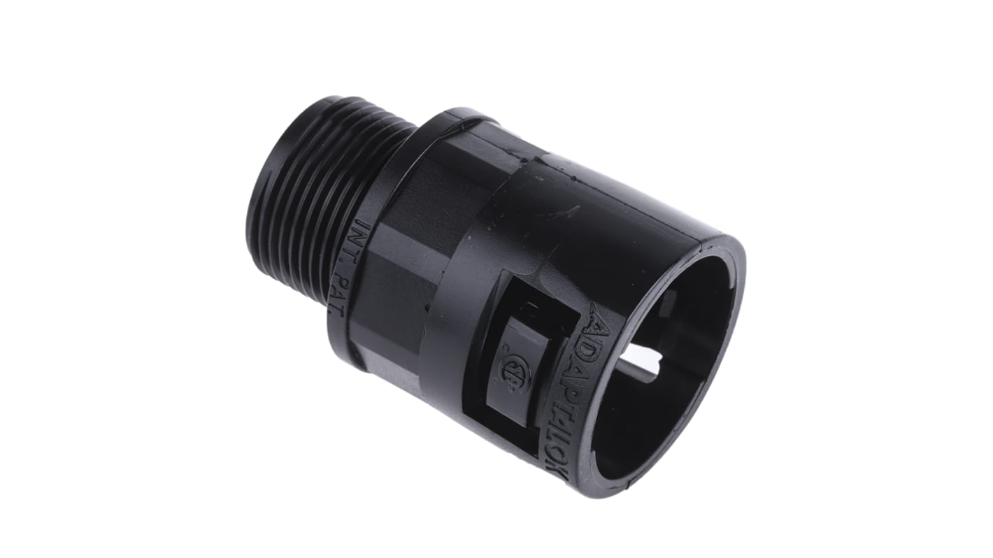 Adaptaflex Straight, Conduit Fitting, 28mm Nominal Size, M25, Nylon 66, Black