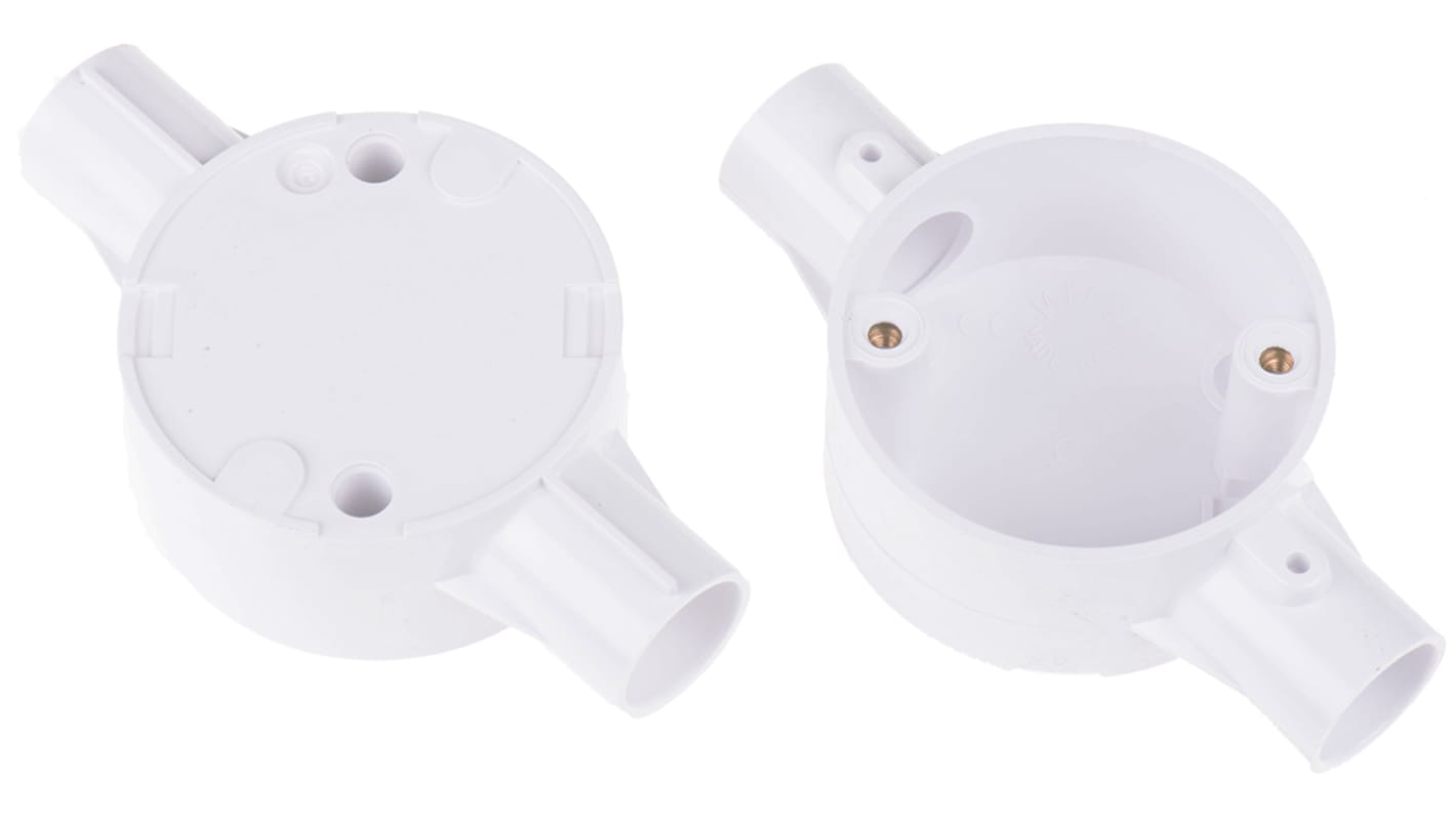 Schneider Electric Through Box, Conduit Fitting, 20mm Nominal Size, uPVC, White