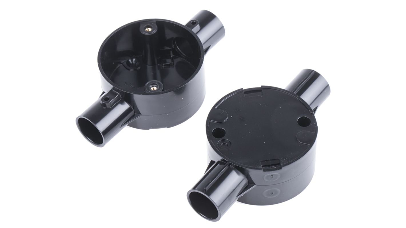 Schneider Electric Through Box, Conduit Fitting, 20mm Nominal Size, PVC, Black