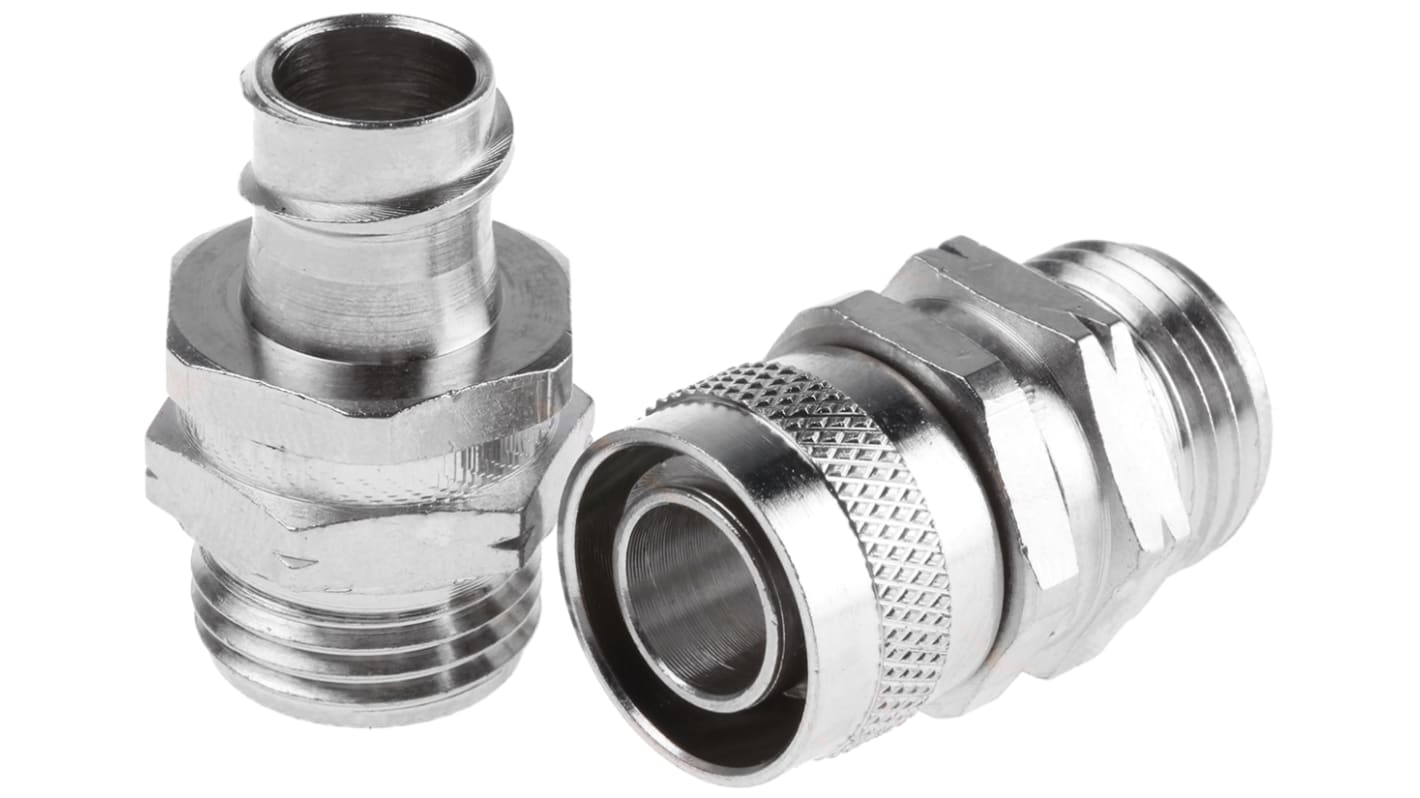 Adaptaflex SP Messing Kabelrohr Befestigung Anschlussstück PG9 12mm Silber Nickelplattiert-Finish IP54