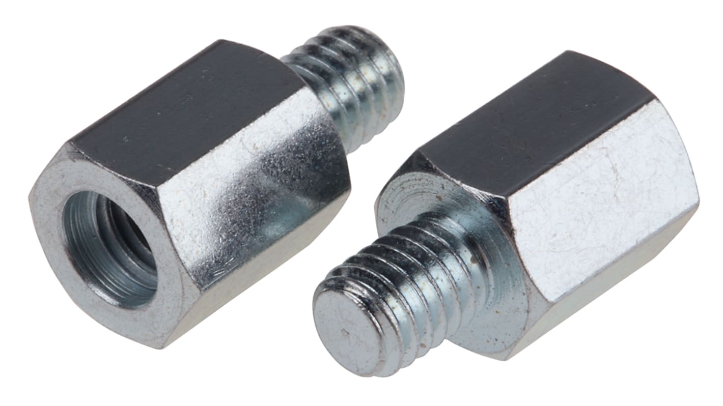 RS PRO Standoff, M6 x M6 Thread, 12mm Body, Steel, Male/Female, 7.5mm Stud
